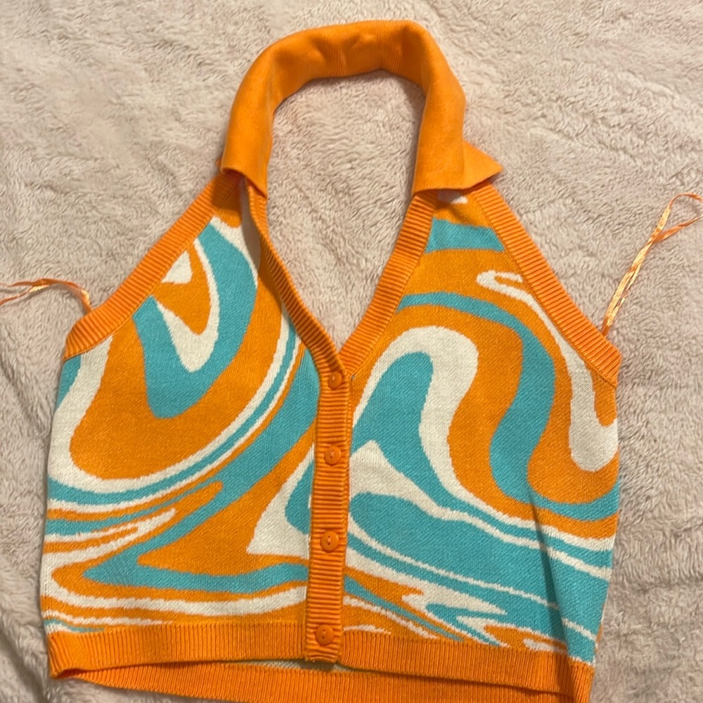 Orange/Blue/White Top